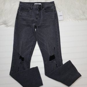 SAM EDELMAN Women's Gray High Rise Straight Jeans 0/25 "The Stiletto Straight"